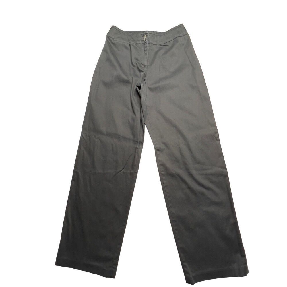 J Jill Pant Women 8 Black Dress Stretch Chino Straight Leg Mid Rise Pockets‎